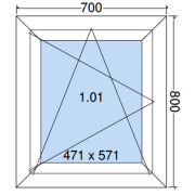 Draai-kiepraam wit, 1 vleugel, 700x800mm