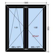 Draai-kiepraam zwart mat, 2 vleugels, 1300x1500mm