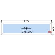Vast raam wit 2100x500 buitenaanzicht