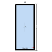 Vast raam zwart mat, 900x2100mm